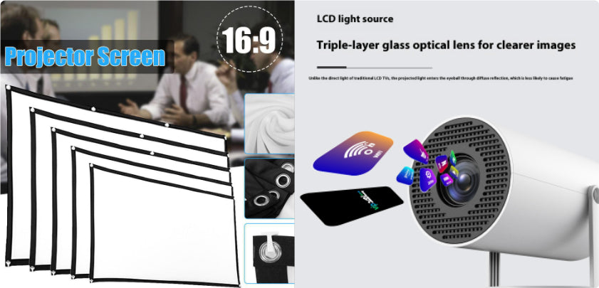 Mini Portable Projector for Home – 180° Projection, Auto Focus