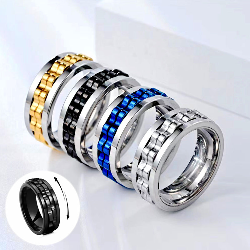 Stainless Steel Spinner Anxiety Ring for Men